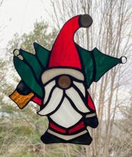 Santa with Dark Green Tree