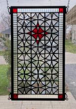Glass Quilting in Red: Vertical Install