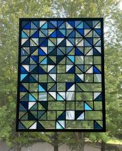 Glass Quilting in Blue: Falling Triangles