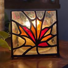 Leaf 2-sided Candle Holder - Orange Side